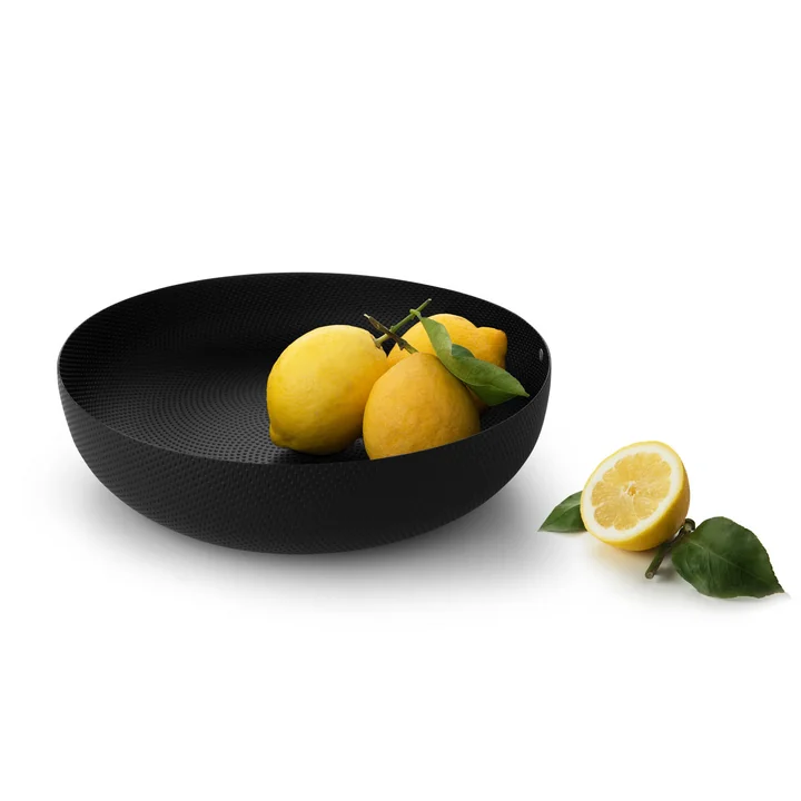 Schale Ø 29 x H 7,5 cm von Alessi in schwarz mit Reliefdekor