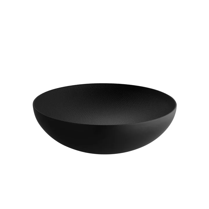 Doppelwandige Schale Ø 25 x H 7,3 cm von Alessi in schwarz mit Reliefdekor