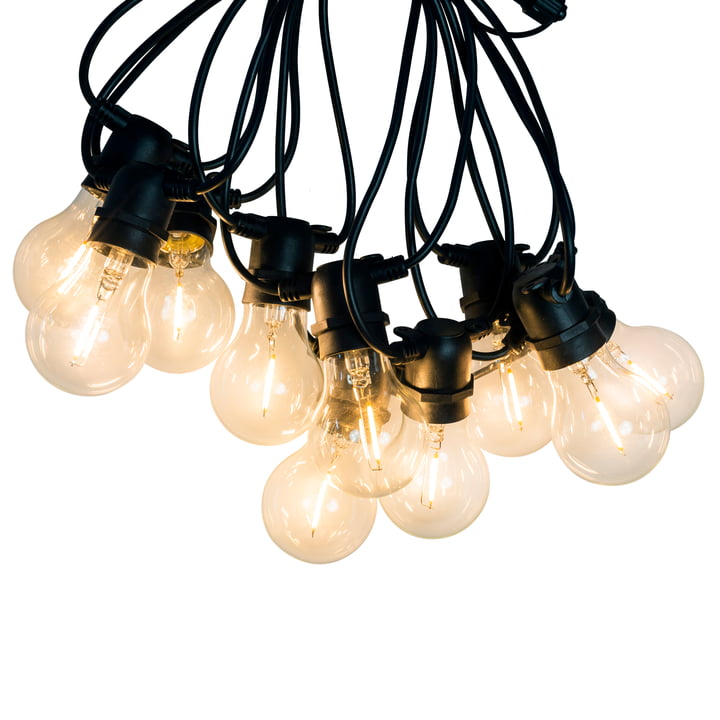 Collection - LED Lichterkette Indoor/Outdoor (IP 44), 10 Lampen rund, Kabel schwarz