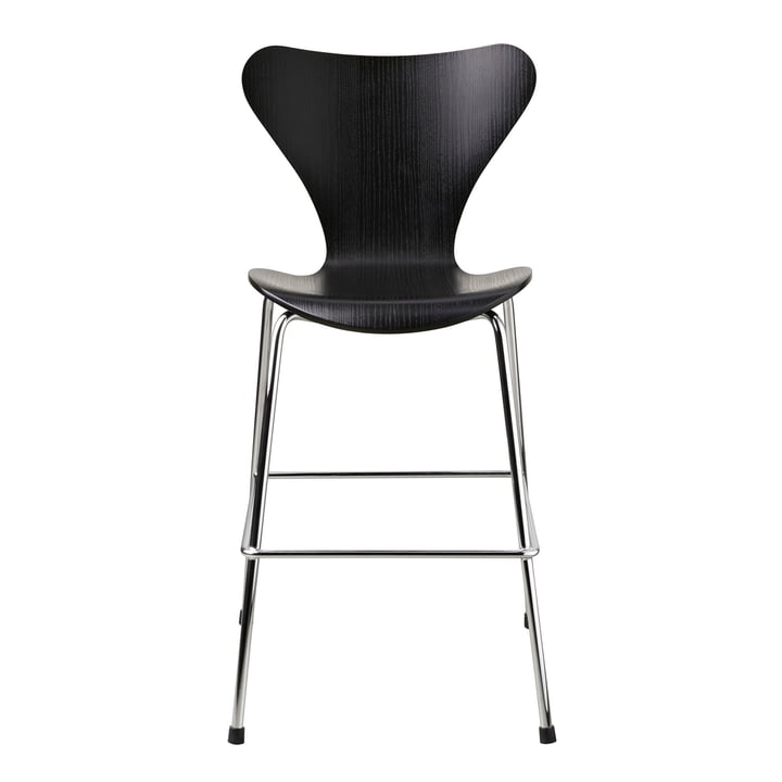 Serie 7 Junior Stuhl von Fritz Hansen in Chrom / schwarz