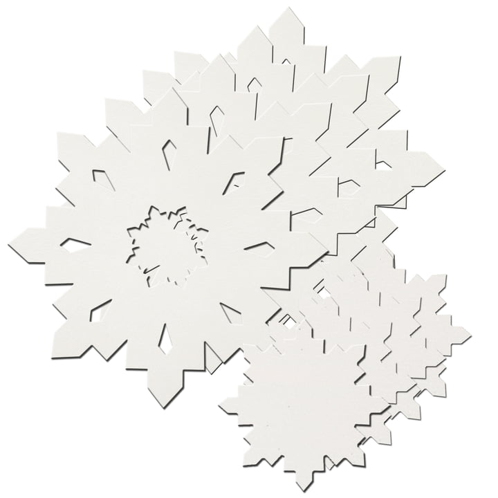 Snowflake Geschenkset von LindDNA in crystal white 1,6 mm (4 Tischsets + 4 Glasuntersetzer)
