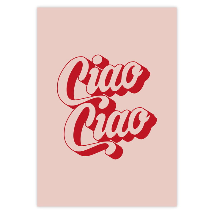 Ciao Schriftposter in Rosa-Rot von artvoll