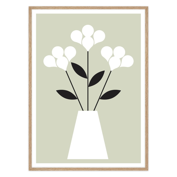 artvoll - Blumen Poster mit Rahmen, Eiche
