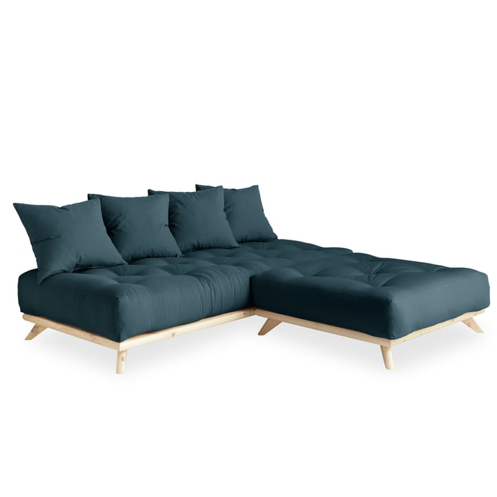 Senza Sofa von Karup Design in Kiefer natur / petrolblau