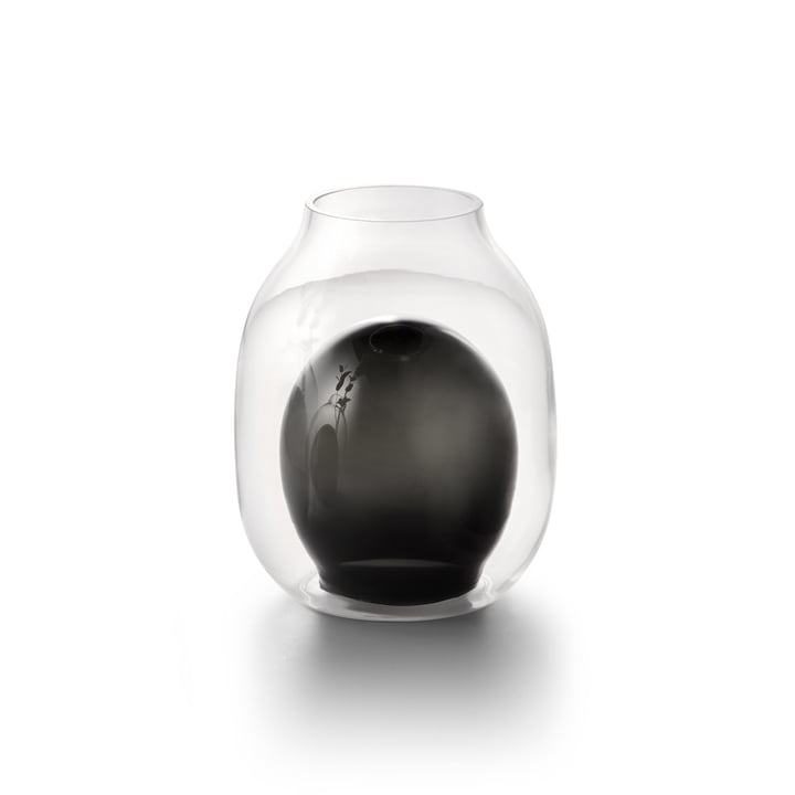 Louisa Vase H 19 cm von Philippi in schwarz / klar