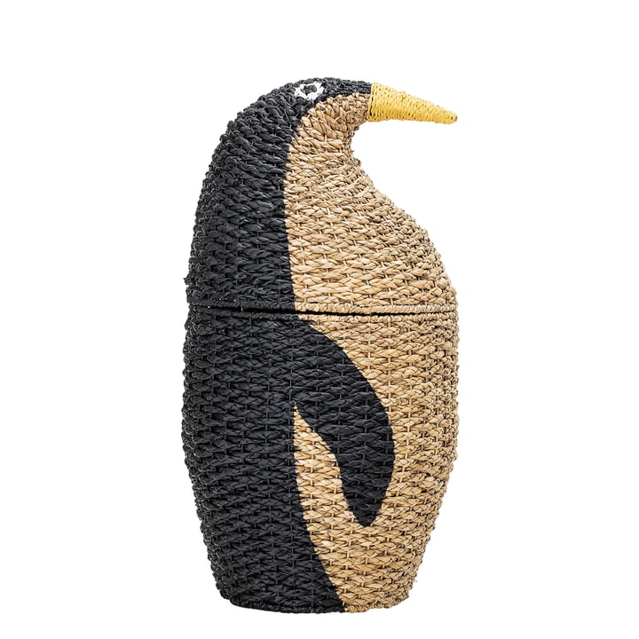 Aufbewahrungskorb Pinguin von Bloomingville in natur / schwarz