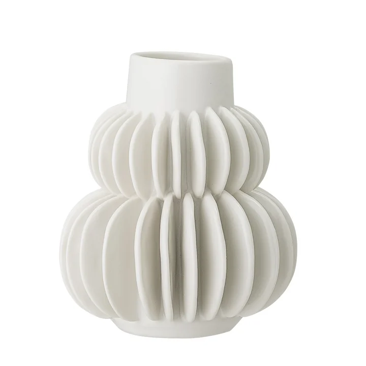 Steingutvase Ø 11,5 x 14 cm von Bloomingville in weiß