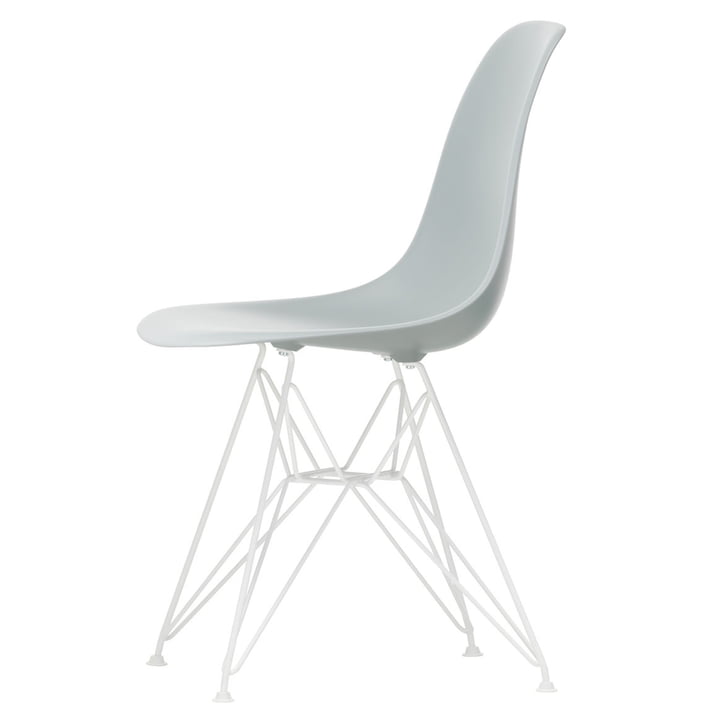 Eames Plastic Side Chair DSR von Vitra in weiß / hellgrau (Filzgleiter weiß)