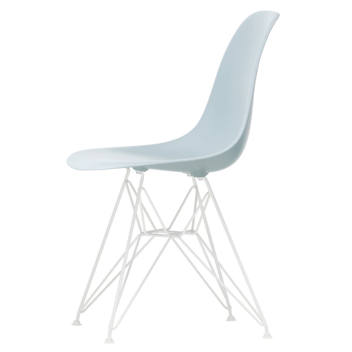 Eames Plastic Side Chair DSR von Vitra in weiß / eisgrau (Filzgleiter weiß)