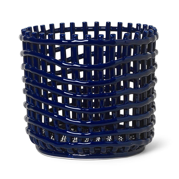 Keramik Korb groß von ferm Living in blau