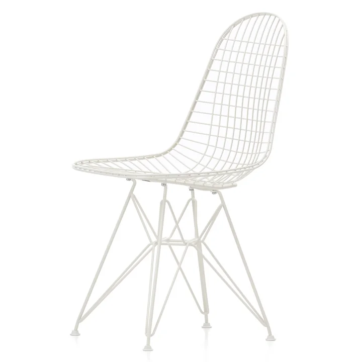 Wire Chair DKR (H 43 cm) von Vitra in weiß / ohne Bezug, Filzgleiter (weiß)