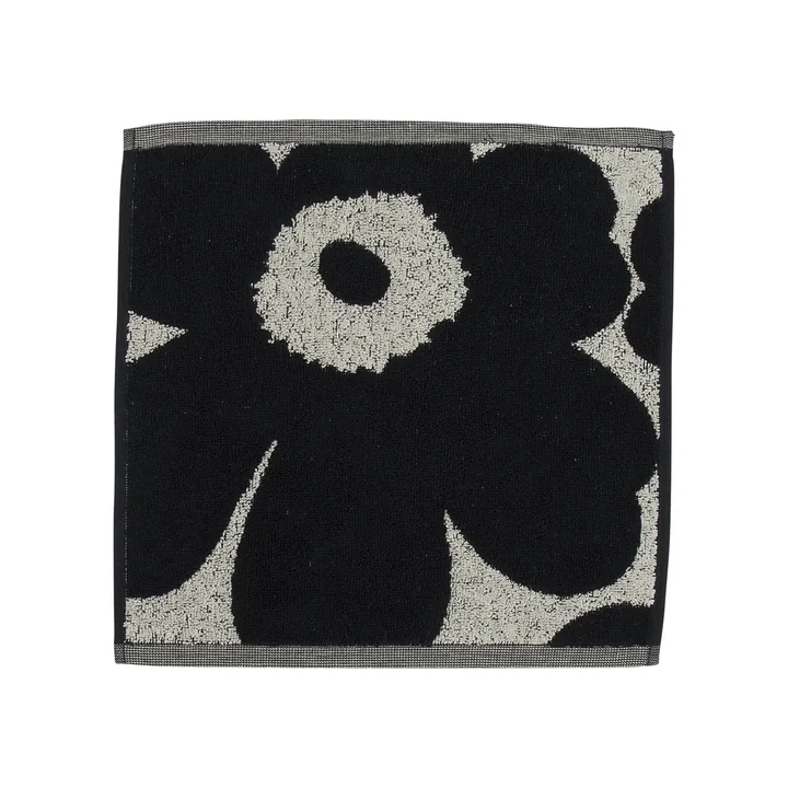 Unikko Jacquard Mini-Handtuch 30 x 30 cm von Marimekko in baumwollweiß / dunkelblau