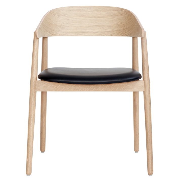 AC2 Stuhl von Andersen Furniture in Eiche weiß pigmentiert / Leder schwarz