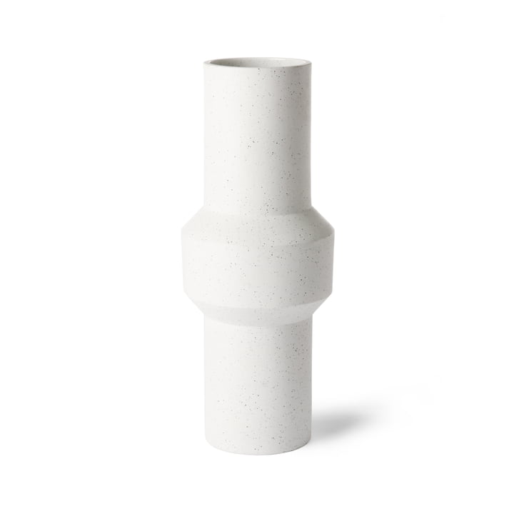 HKliving - Vase straight L, Ø 16 x 39,5 H cm, weiß gesprenkelt