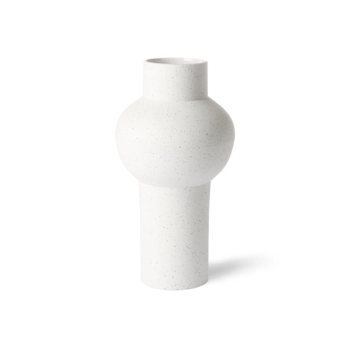 HKliving - Vase straight M, Ø 15 x 30,5 H cm, weiß gesprenkelt