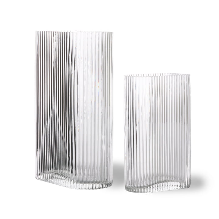 Ribbed Glas-Vase, klar (2er-Set) von HKliving