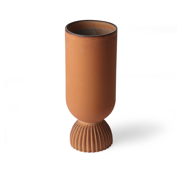 Ribbed Vase, Ø 11 x H 25 cm, rustic orange von HKliving