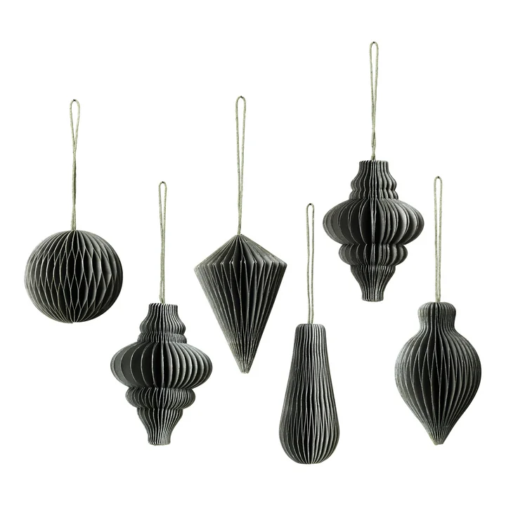 Christmas Mix Deko-Anhänger, Ø 5 x H 7 cm, thyme (6er-Set) von Broste Copenhagen 