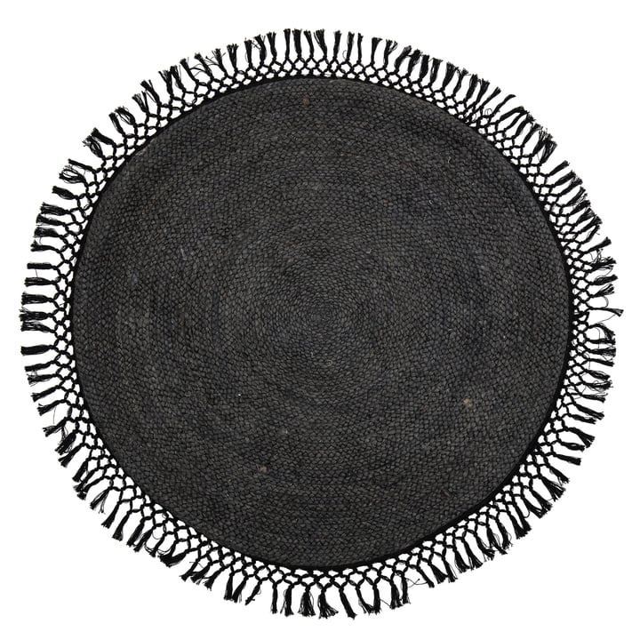 Idakamille Jute Teppich, Ø 122 cm, schwarz von Bloomingville.