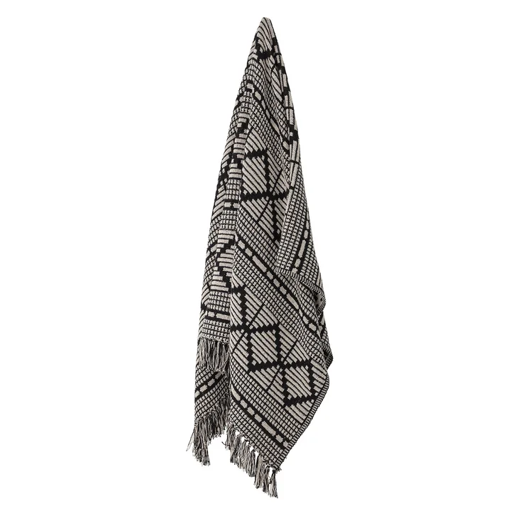 Frederika Decke aus recycelter Baumwolle, 160 x 130 cm, schwarz von Bloomingville.