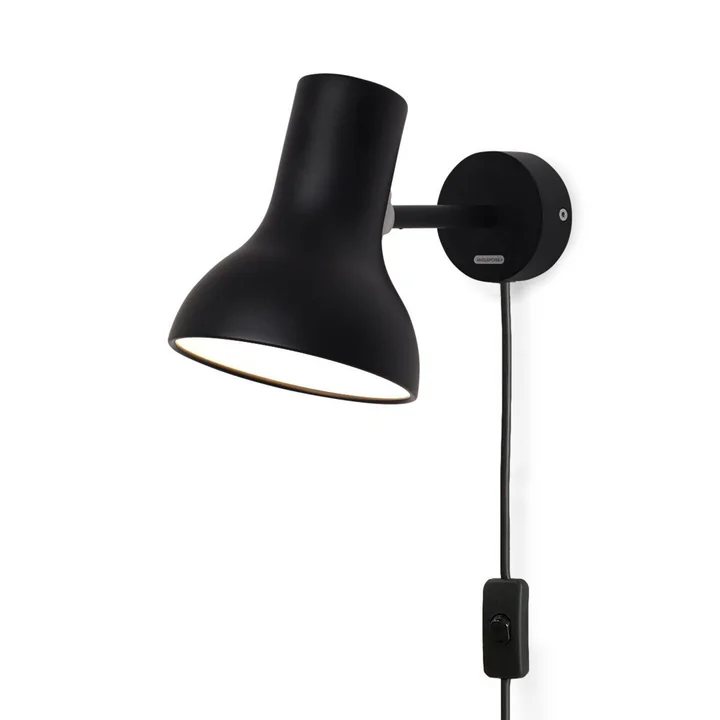 Type 75 Mini Wandleuchte, jet black (mit Kabel) von Anglepoise