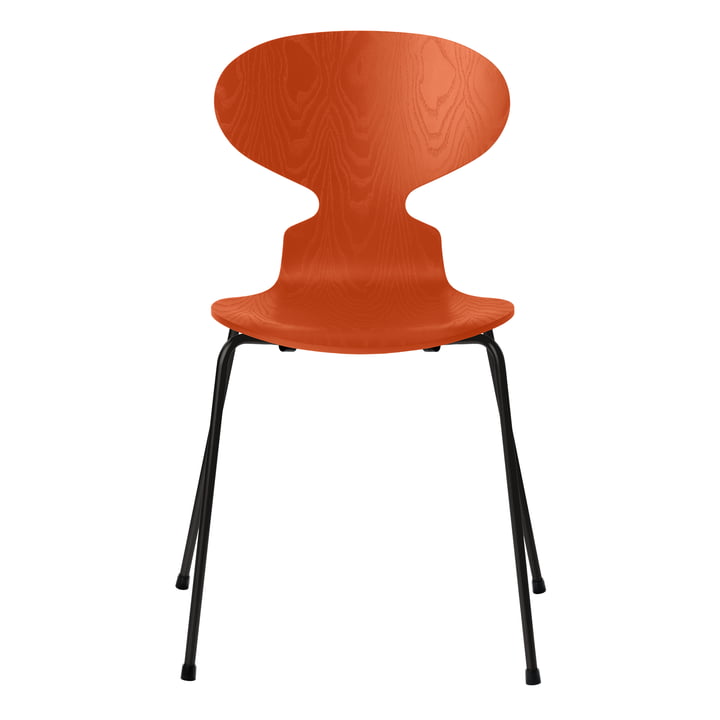 Ameise Stuhl von Fritz Hansen in Esche paradise orange gefärbt / Gestell schwarz