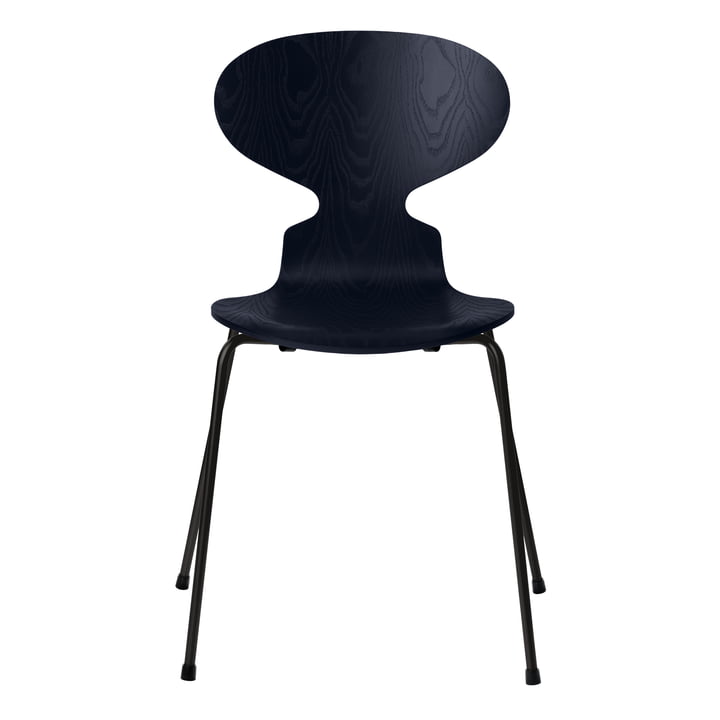Ameise Stuhl von Fritz Hansen in Esche midnight blue gefärbt / Gestell schwarz