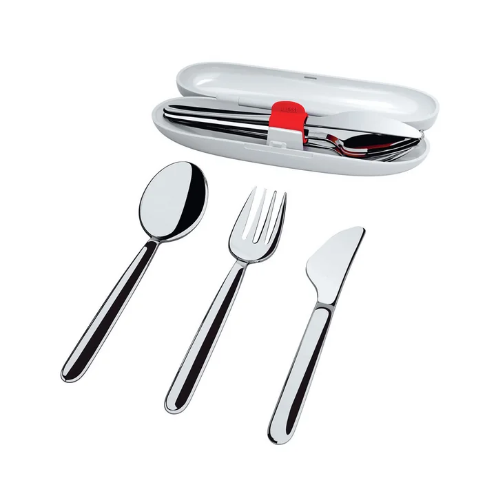 Das Food à Porter Reisebesteck mit Etui, Edelstahl (4-tlg.) von Alessi