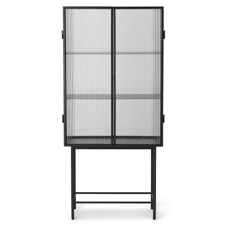 Die Haze Vitrine von Ferm Living, Reeded Glas, in schwarz