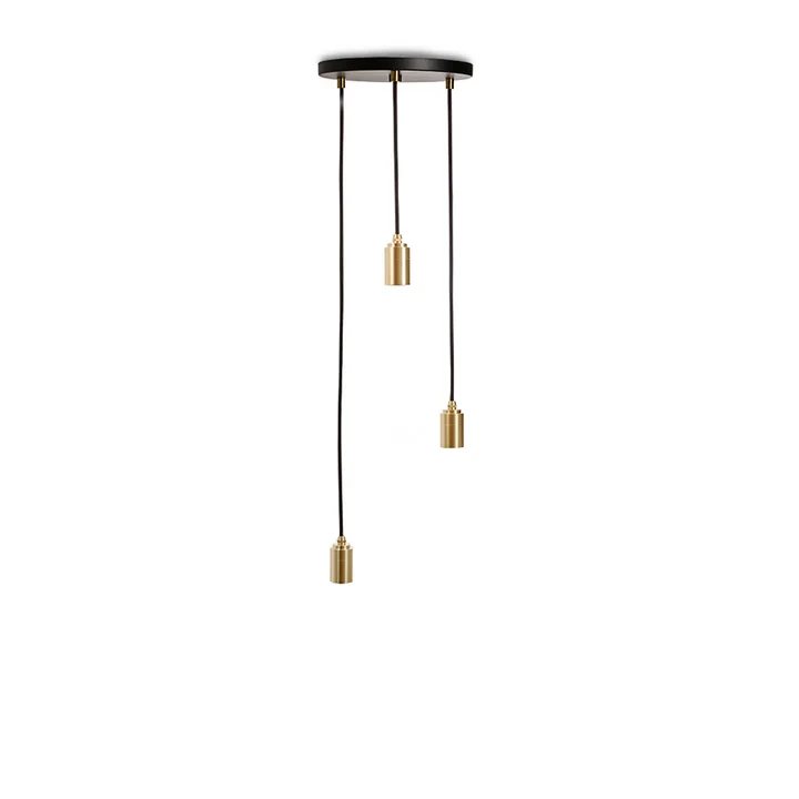 Brass Triple Pendelleuchte, schwarz / Messing von Tala