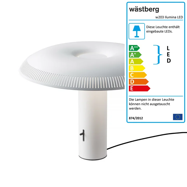 Die w203 Ilumina LED Tischleuchte von Wästberg in weiß