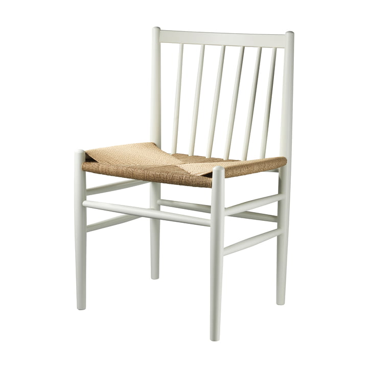 Der J80 Stuhl von FDB Møbler in Buche weiß lackiert / Naturgeflecht