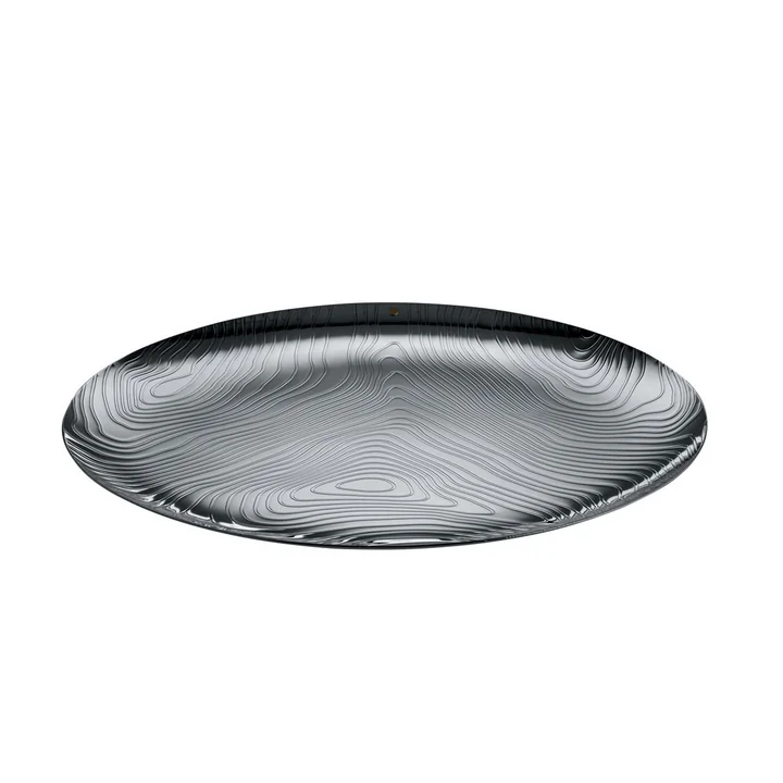 Das Veneer Tablett von Alessi in Edelstahl mit Reliefdekor