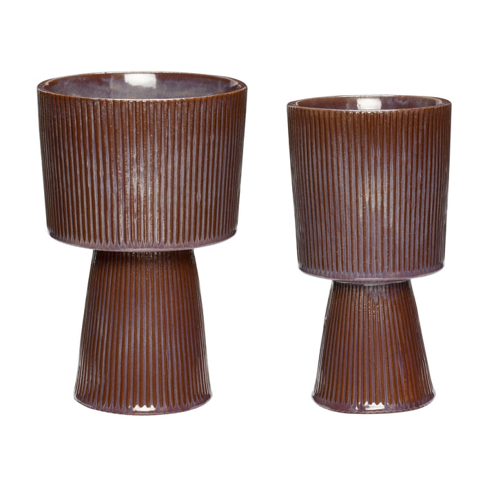 Keramik Topf 2er-Set, lila / braun von Hübsch Interior
