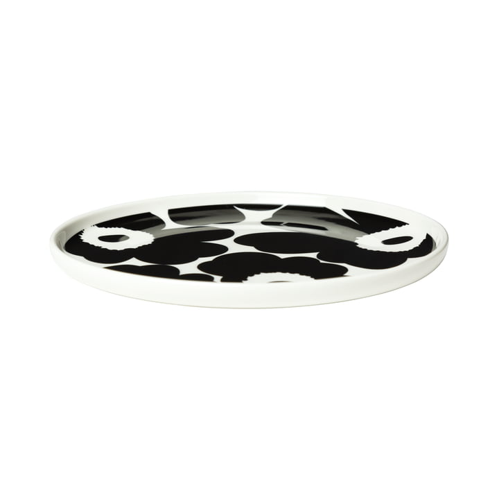 Der Oiva Unikko Teller von Marimekko in weiß / schwarz, Ø 20 cm