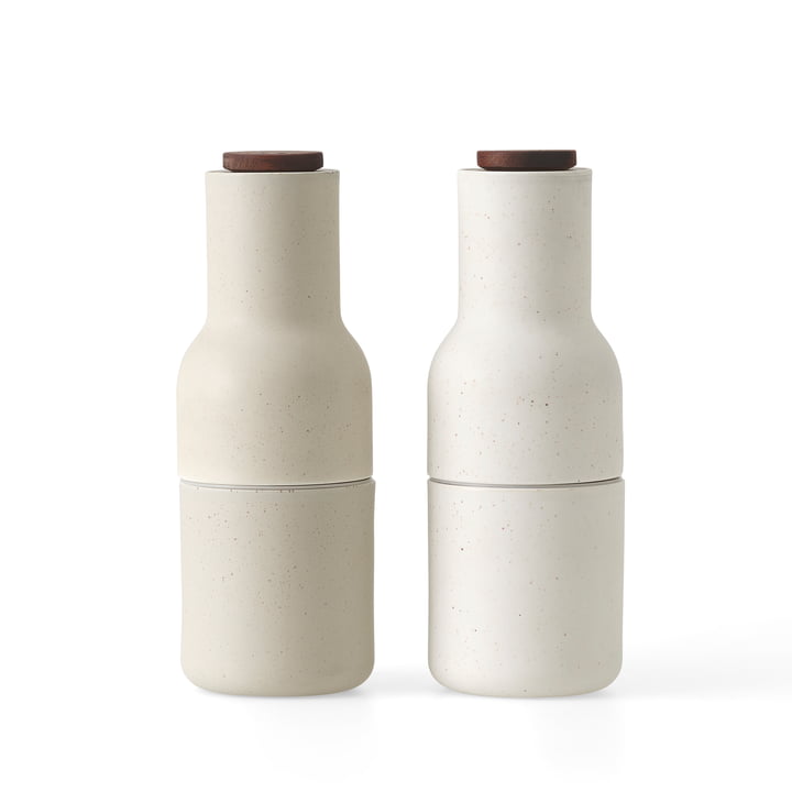 Bottle Salz- und Pfeffermühlen Set, Keramik glasiert / sand von Menu