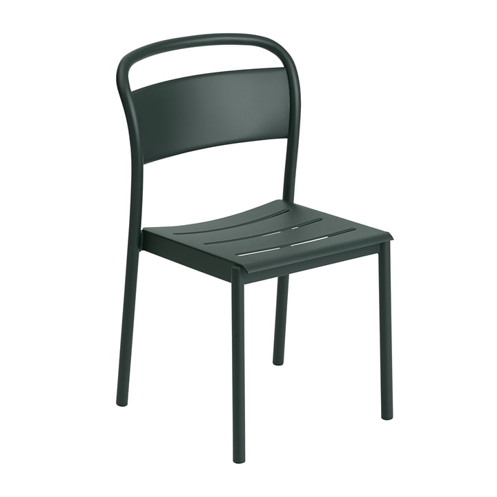 Der Linear Steel Side Chair von Muuto, dunkelgrün