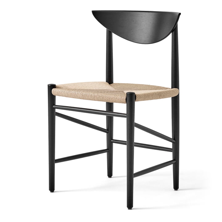 Der Drawn HM3 Stuhl von &Tradition, schwarz lackiert / Papierkordel