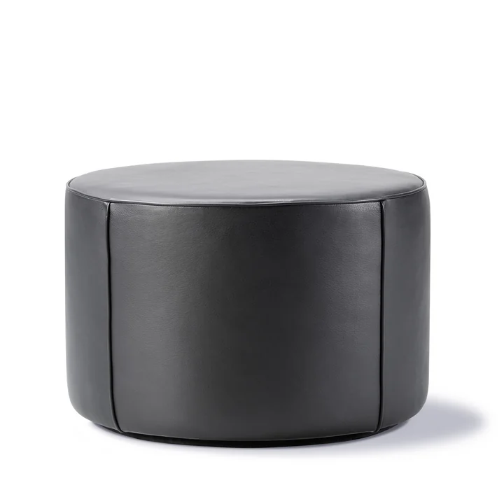 Fredericia - Mono Pouf Ø 55 cm, Leder 301 schwarz