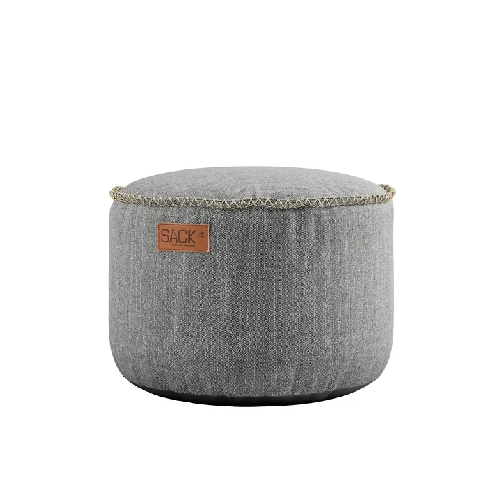 Der RETRO it Cobana Drum Outdoor Pouf von SACK it, hellgrau