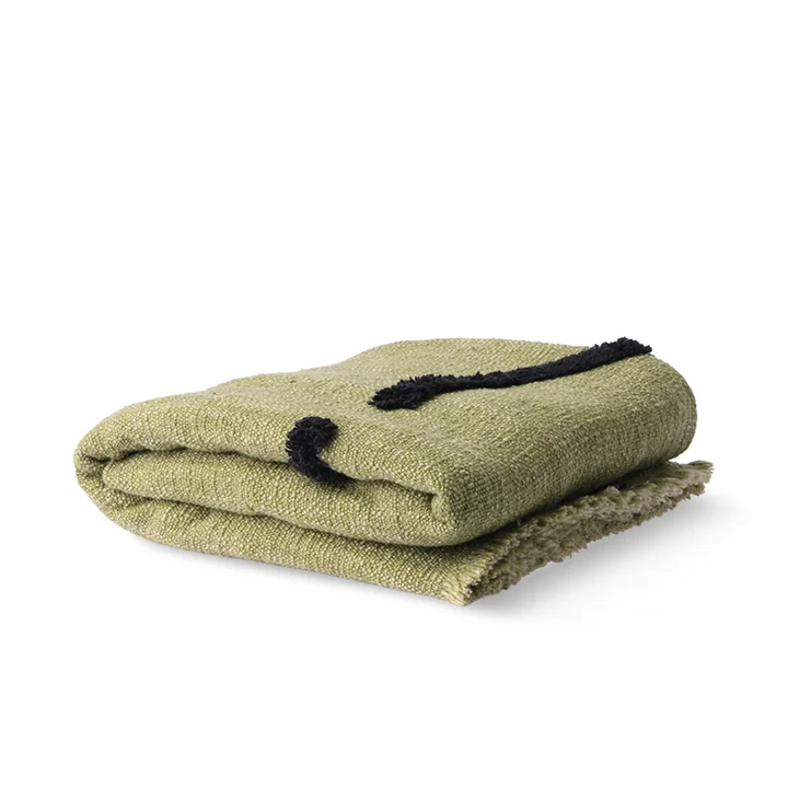 Die Decke mit getuftetem Streifenmuster und Fransen von HKliving 