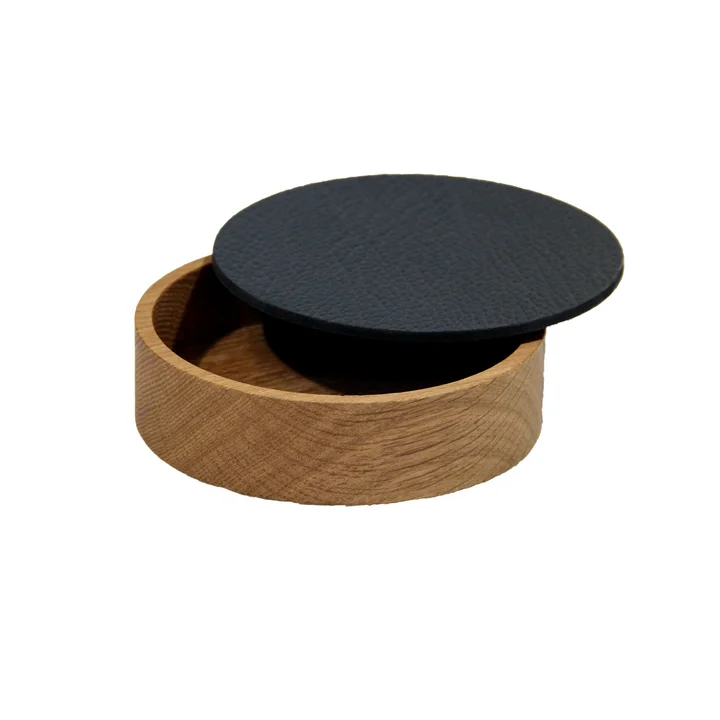Wood Box mit Deckel rund S Ø 11 cm von Lind DNA in Eiche natur / schwarz