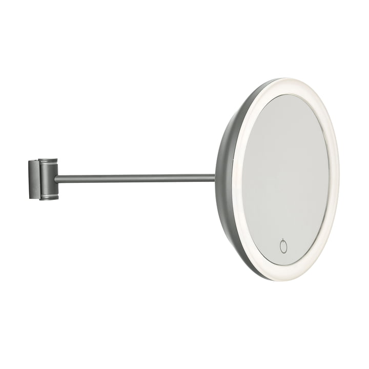 Wand-Kosmetikspiegel mit 5-fach Vergrößerung und LED-Beleuchtung Ø 17,5 x 26 cm von Zone Denmark in grau
