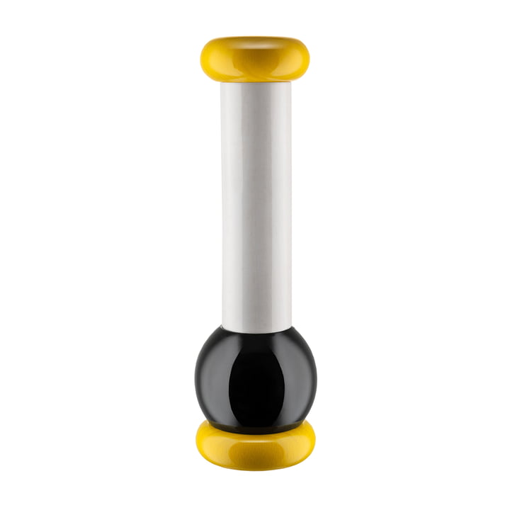Twergi Pfeffermühle MP0210 1 von Alessi in der Farbkombination gelb / schwarz / weiß
