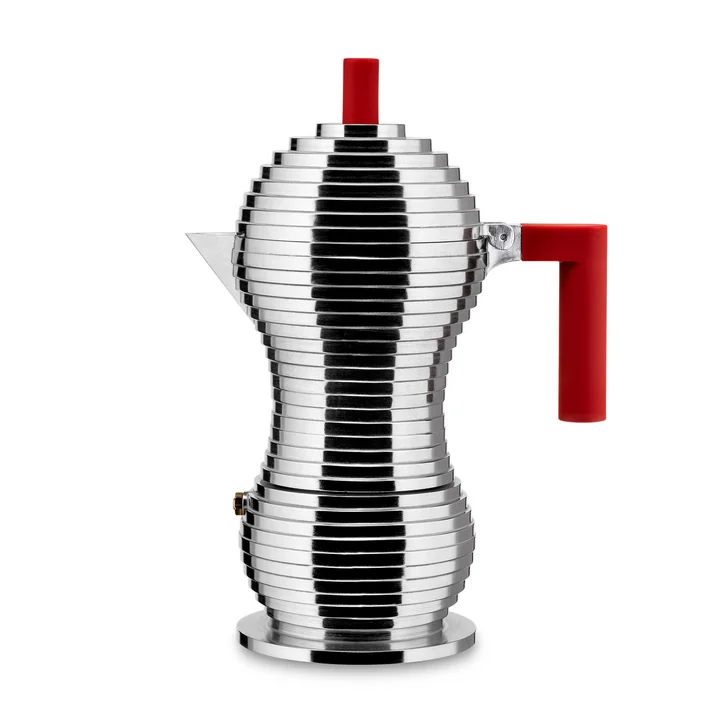 Pulcina Espressokocher 30 cl von Alessi in silber / rot