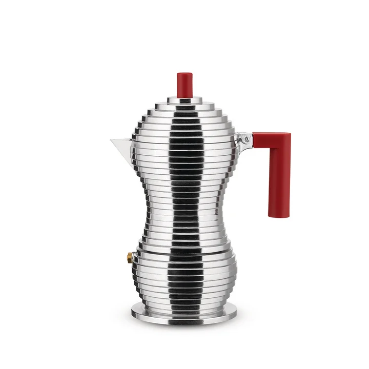 Pulcina Espressokocher 15 cl von Alessi in silber / rot