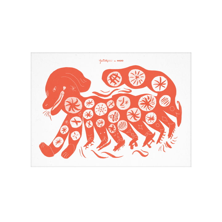 Das Chinese Dog Poster von Paper Collective, 30 x 40 cm, rot