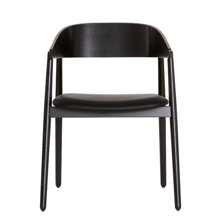 Andersen Furniture - AC2 Stuhl, Eiche schwarz lackiert / Leder schwarz