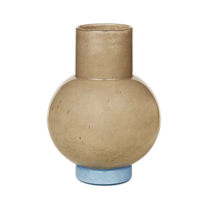 Die Mari Vase von Broste Copenhagen, H 27 cm, taupe / serenity light blue