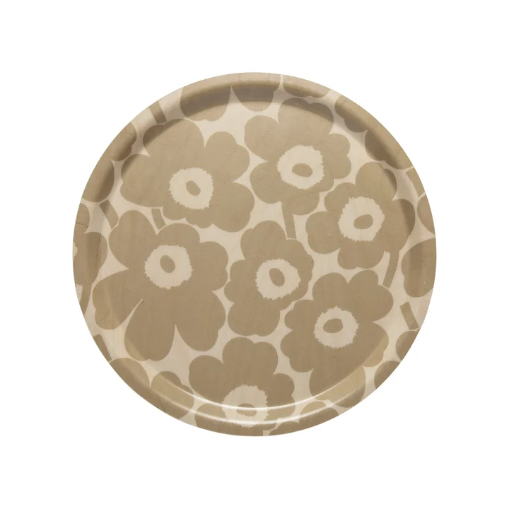 Marimekko - Mini Unikko Tablett rund Ø 31 cm, beige / natur